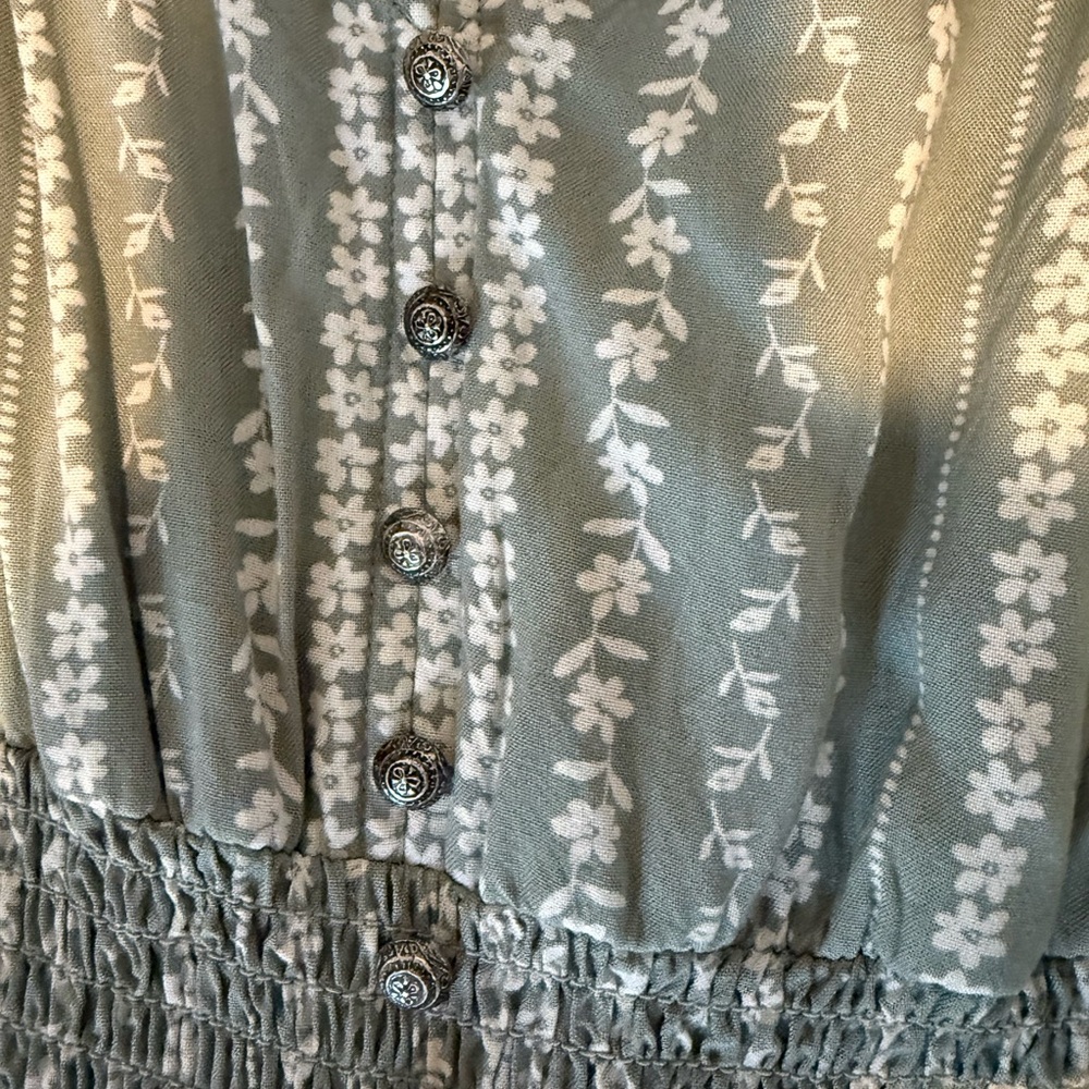 Japna Sage Green Patterned Sleeveless jumpsuit - Picture 7 of 9